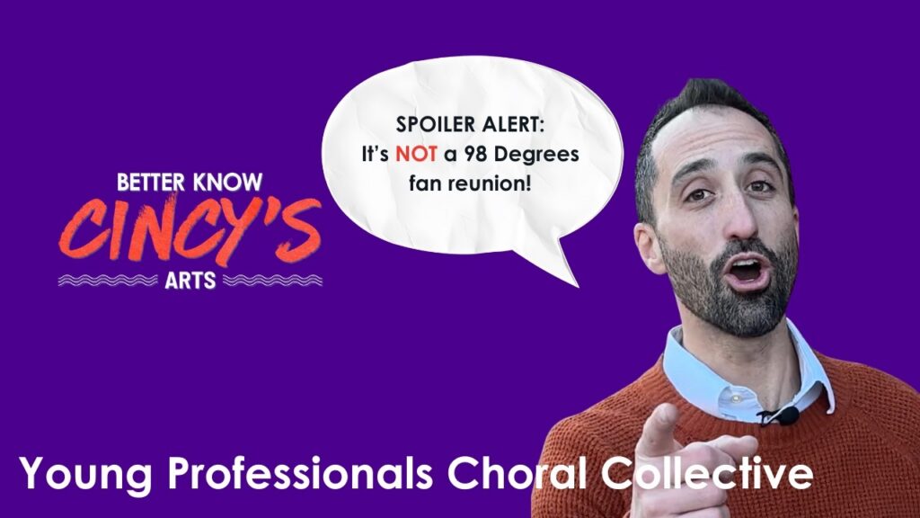 Young professional singing group performing at ArtsWave event, promoting community connection through music.